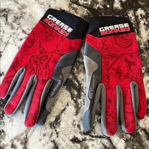 Red and Gray Grease Monkey Work Gloves
